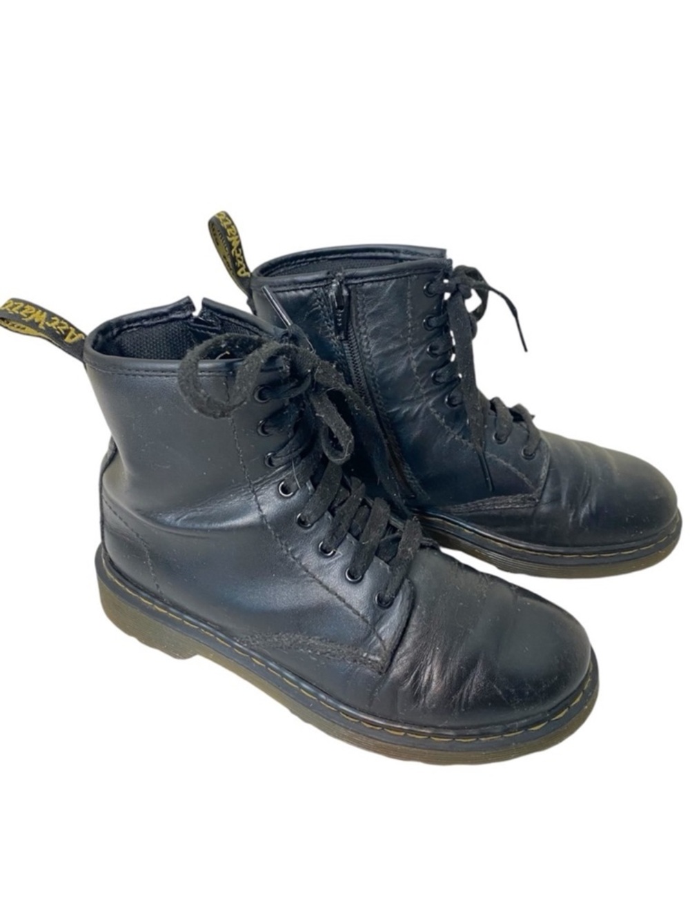 DR MARTENS Black Delaney AirWair 8 Hole Leather Boots Leather Docs Y2K Sz 5.5